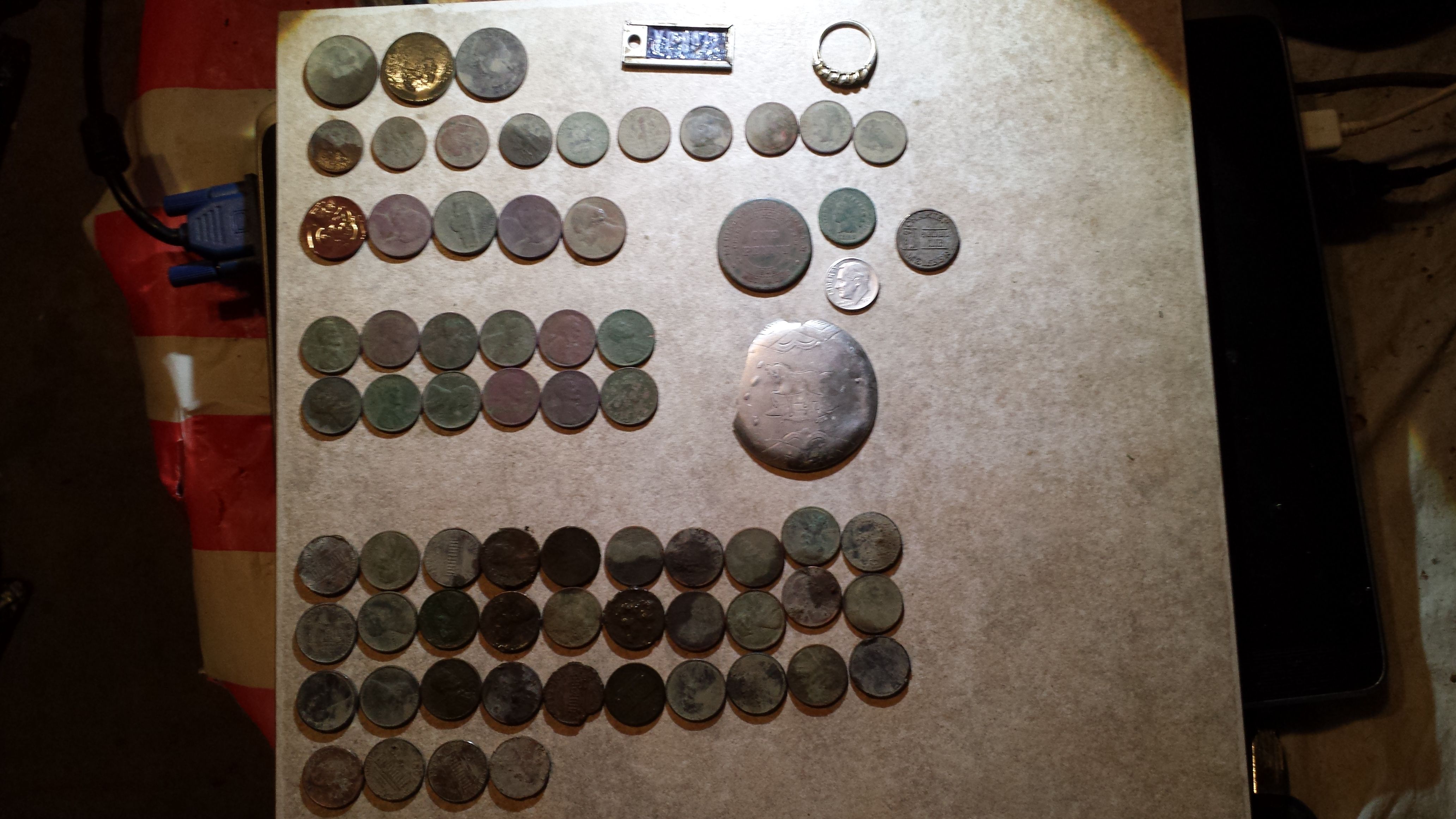 20151122 172349   Shawn's house coins and notables   1892 IHP, 1947D Rosie, Medina Masonic Penny Token, 12 wheats 1930, 37, 40x2, 41, 42, 44x2, 45, 46
