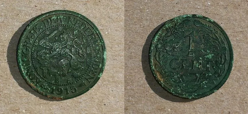 20151205 1915 Netherlands 1 Cent found with the F44 at the location of a post office that no longer exists.