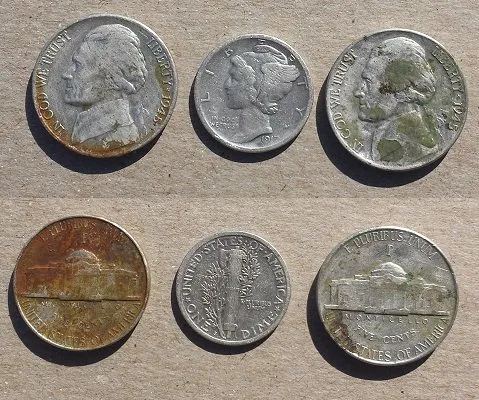 20160116 1st war nickels and a 1917s Merc. Dug at a door knock permission in Madison with the F75.