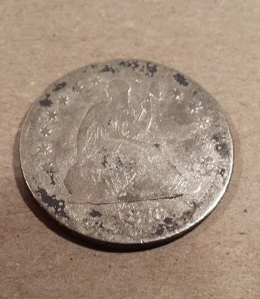 20160117 1876s Seated Liberty Quarter found at a door knock permission in Madison with the F75.