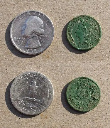 20160123 My first silver Washington and first Indian Head Penny. Found in Madison with the F75.