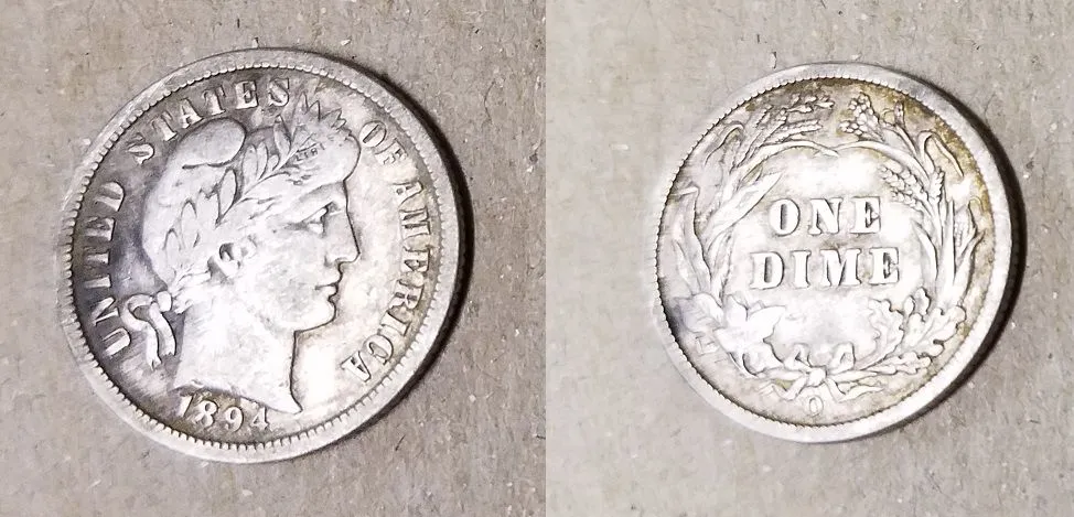 20160407 1894o Barber Dime. Found in Madison with the E-TRAC.