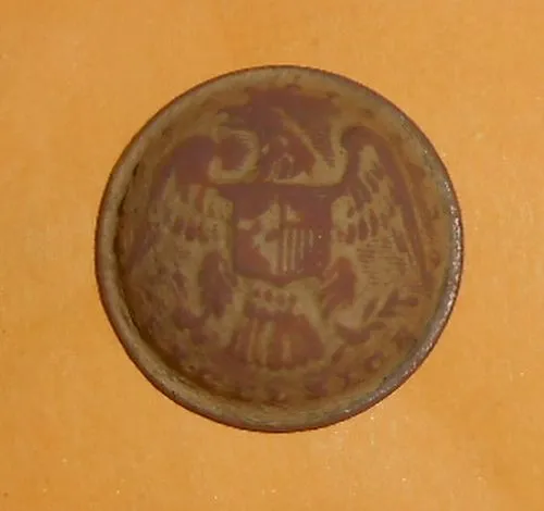 4-30-15 Union Army Excelsior button from the 1860's. Found in a farm house yard.