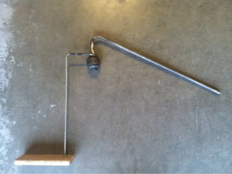 A homemade retort. The steel tube sits in a ice bath. This thing works well