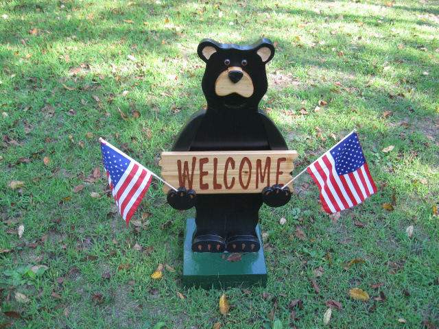 A short patriot - This little guy stands by our door, also goes camping and stands at the front of our campsite.