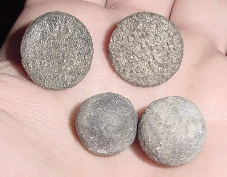 AUG 14TH - COLONIAL PEWTER BUTTONS - MUSKET BALLS