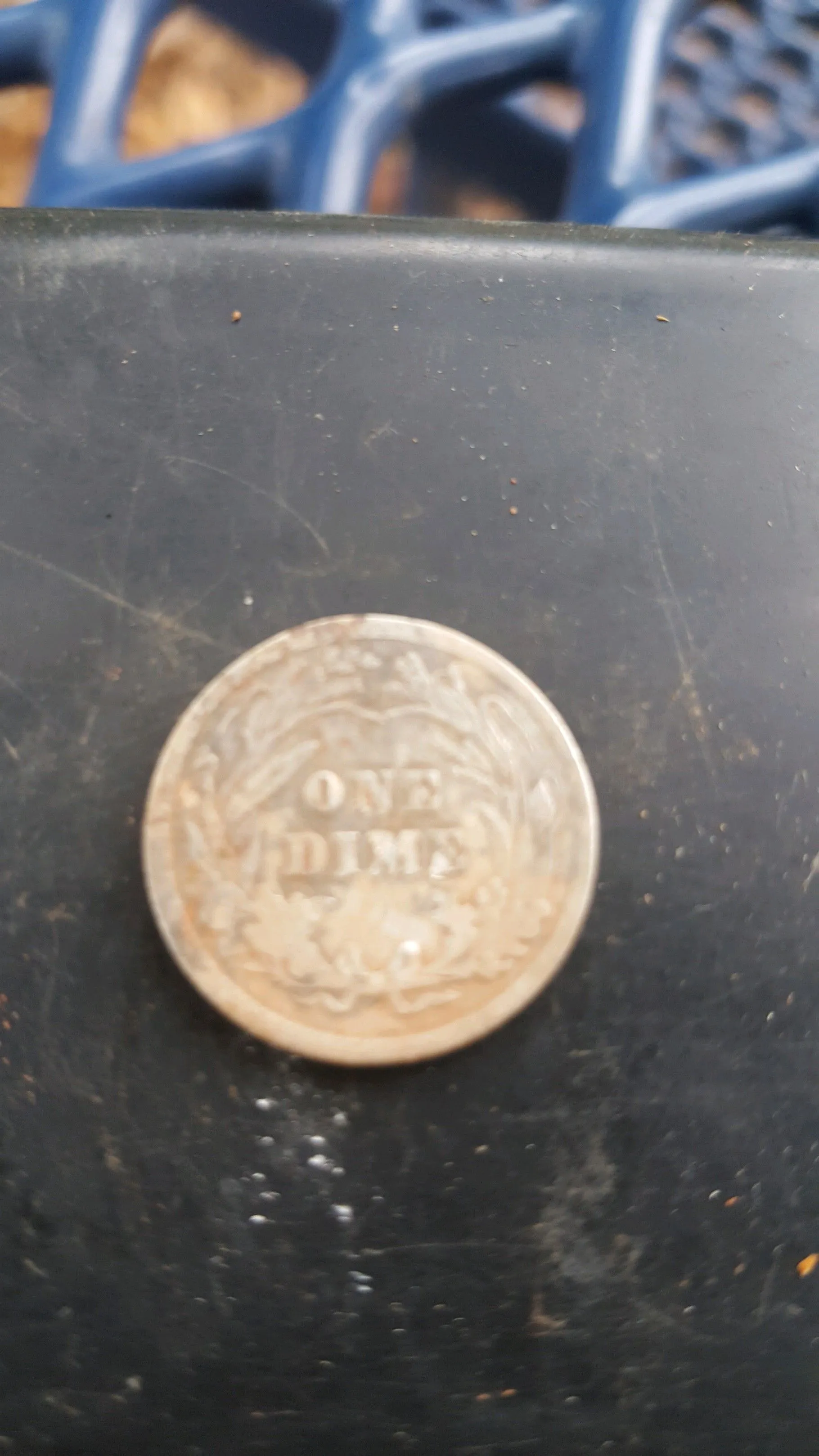 Back of the 1916 Barber dime.