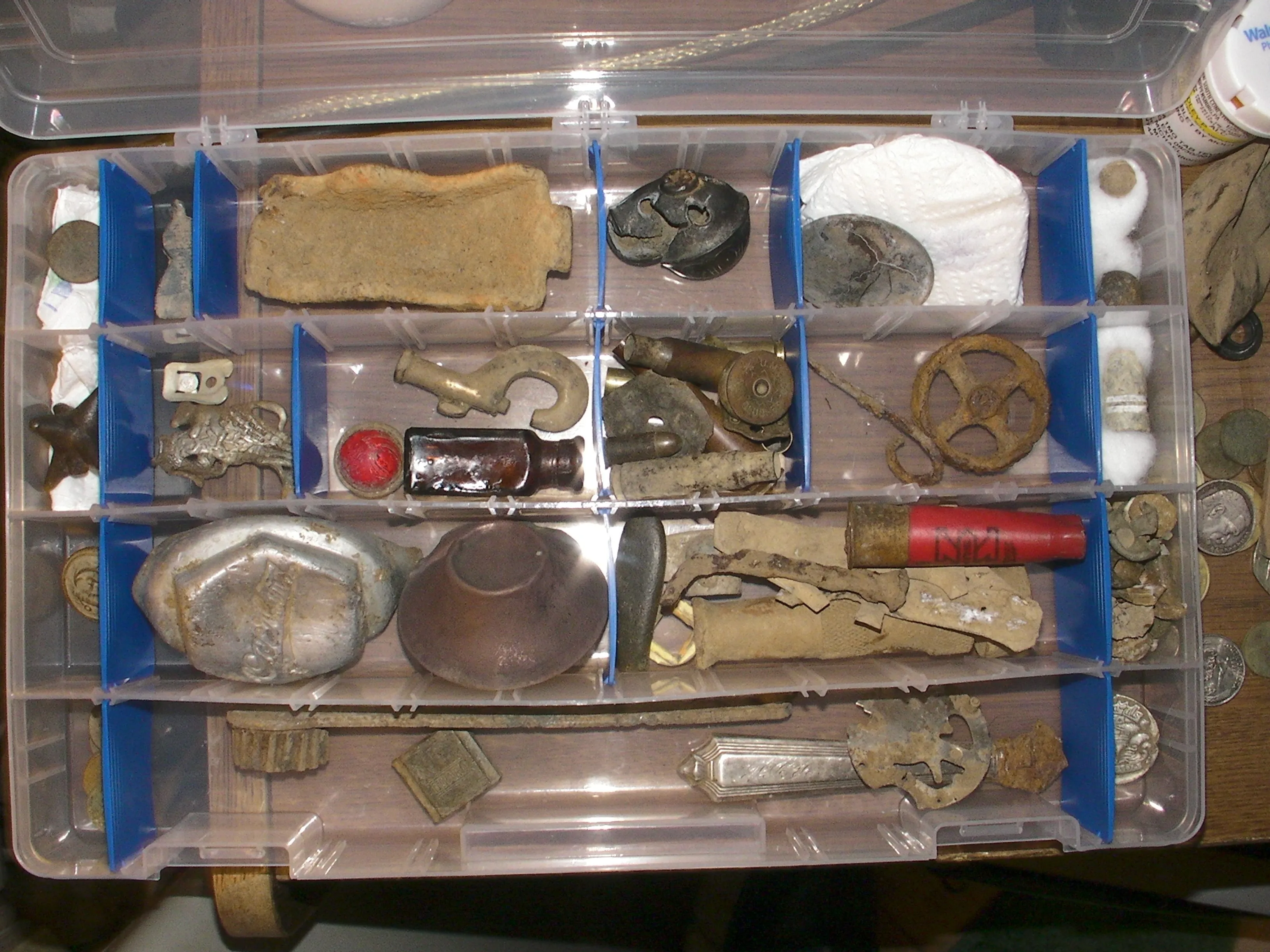 Box one of some finds organized.