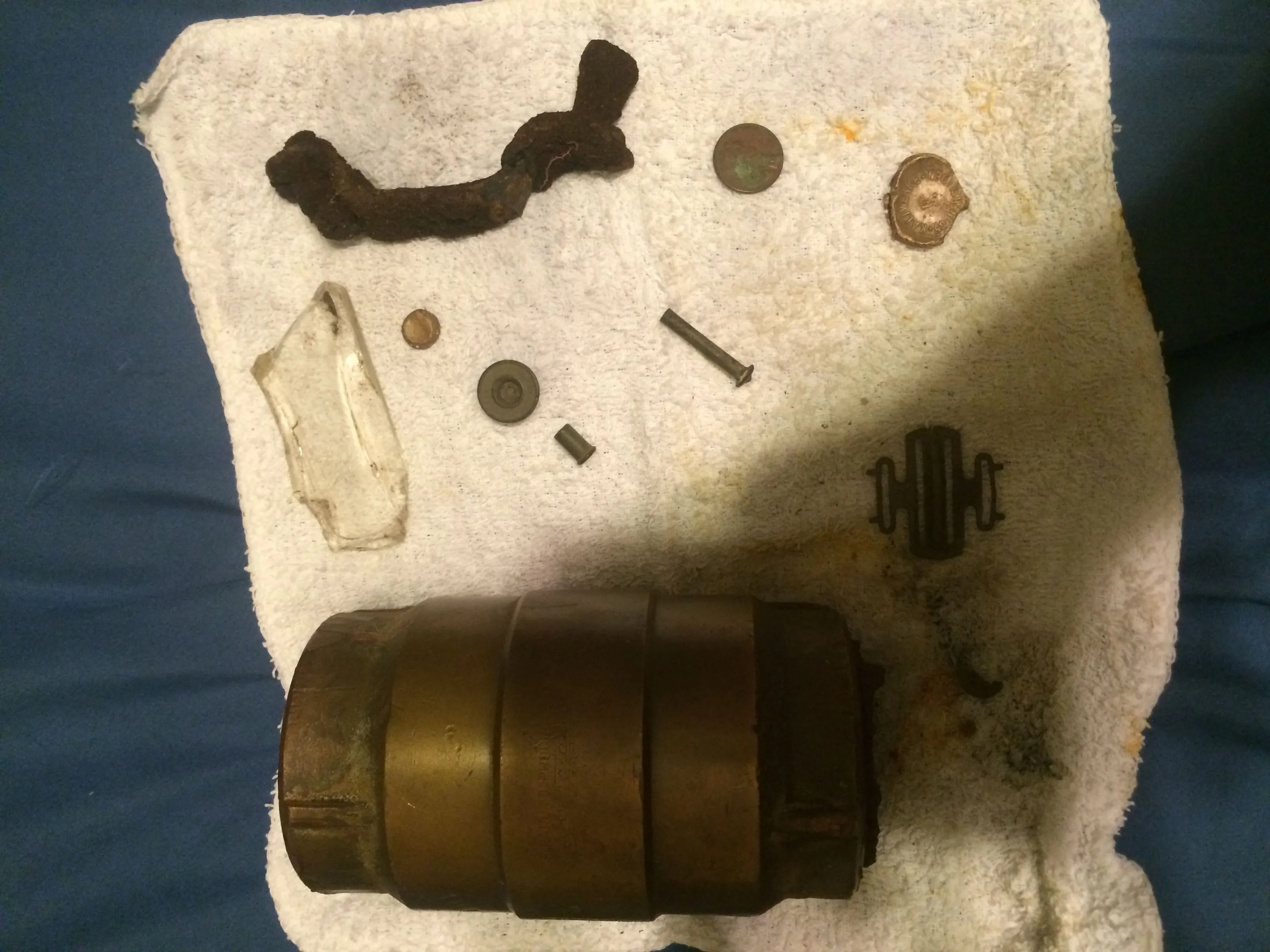 Brass pipe fitting c. 1950 misc. items