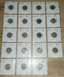 Canadian 5 cent silver "fishscales".
All found in 2015.