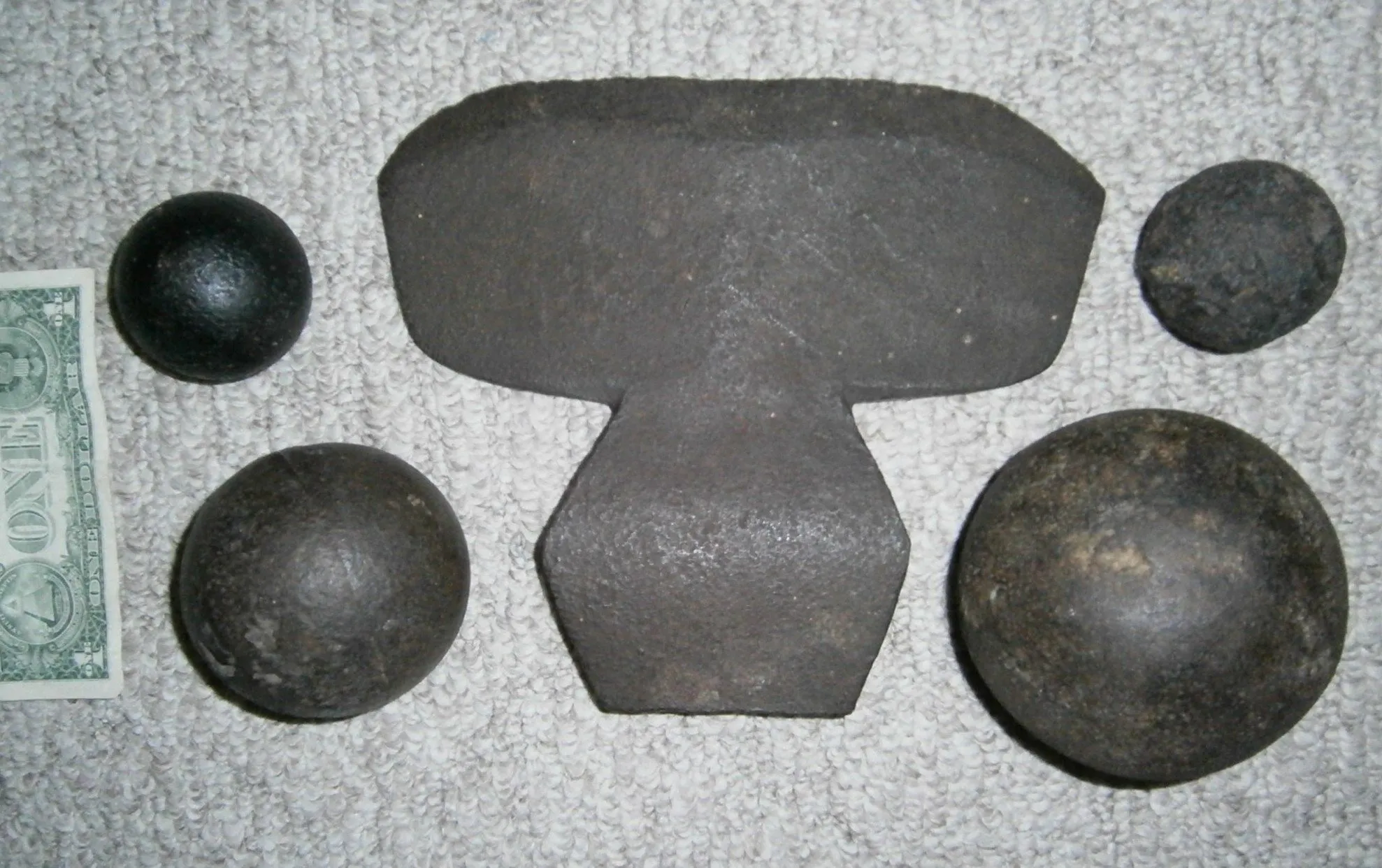 cannonballs from VA etc and broadaxe from near Alamo