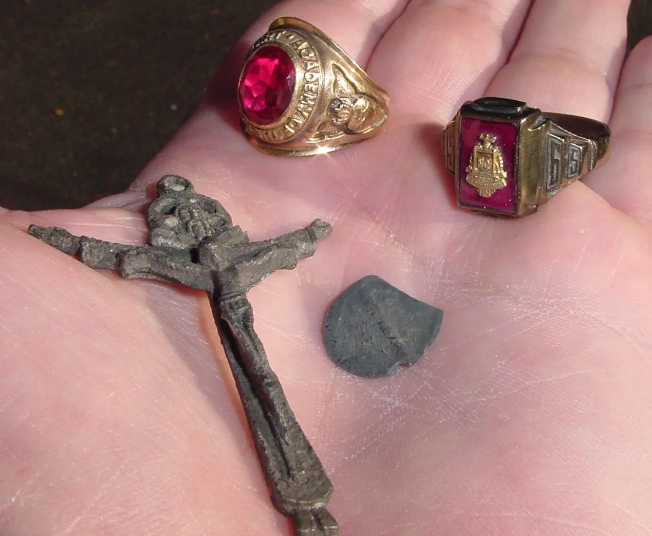 CAPE -JULY 30TH - 10K 1964 CLASS RING - 10K 1965 CLASS RING - SILVER CROSS - MERCURY DIME