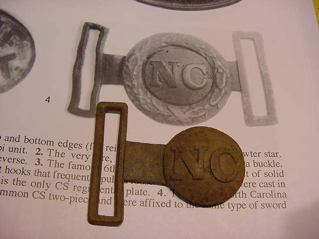 Civil War "NC" buckle - My best find to date, a rare "NC" Confederate officers buckle which had to be specially ordered by officers. This is one piece