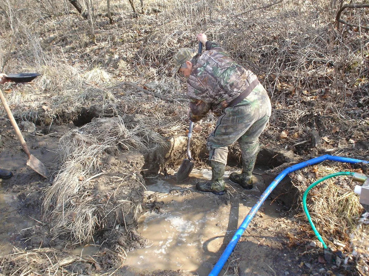 Cleaning off the bedrock