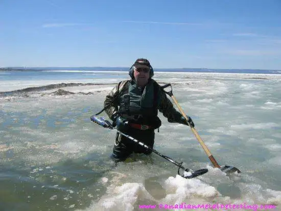 Cold water detecting - This is water detecting in April when the ice starts to break up near shore and we are able to get an early Spring start .