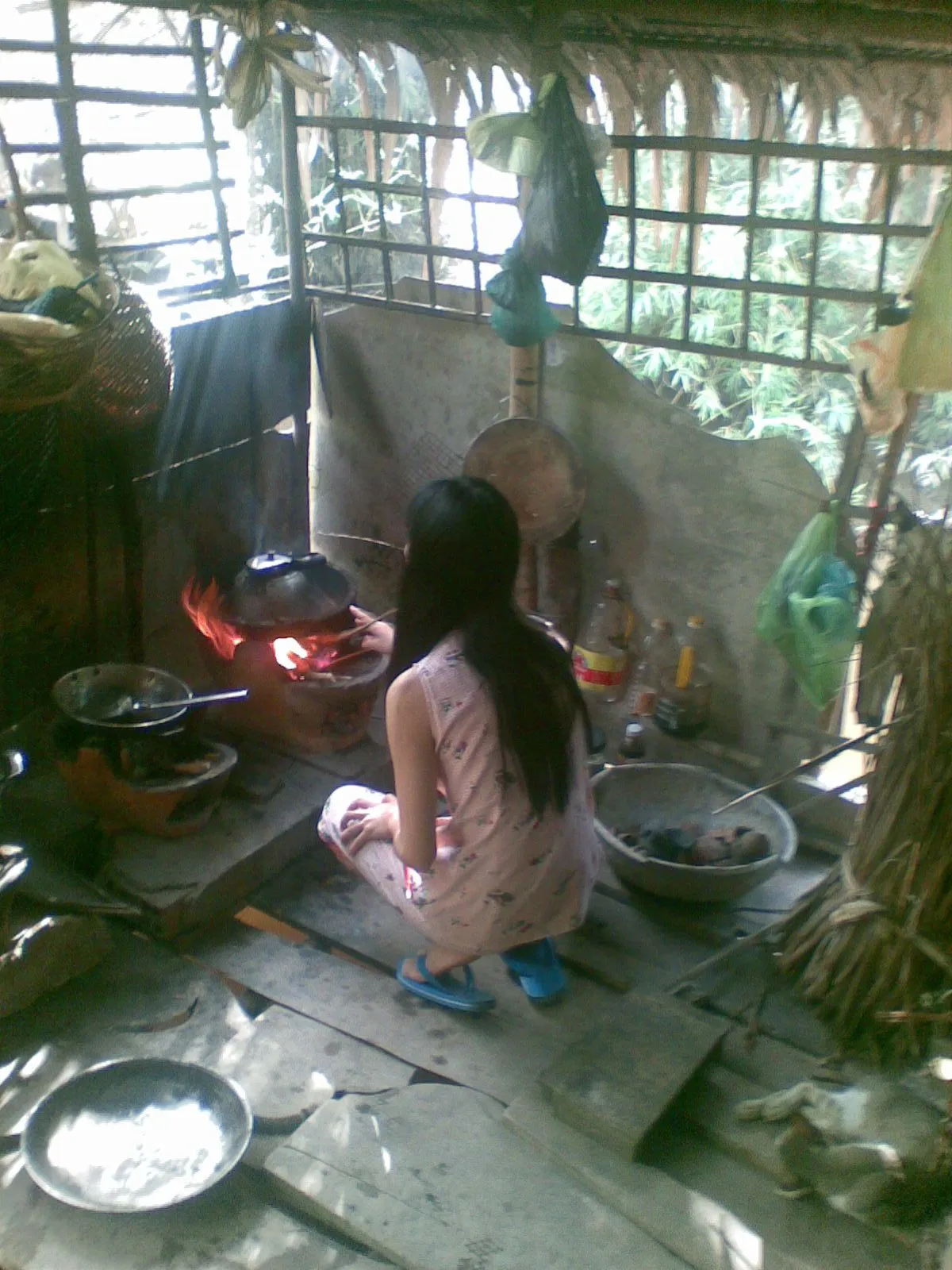 Cooking breakfast.  mekong delta.