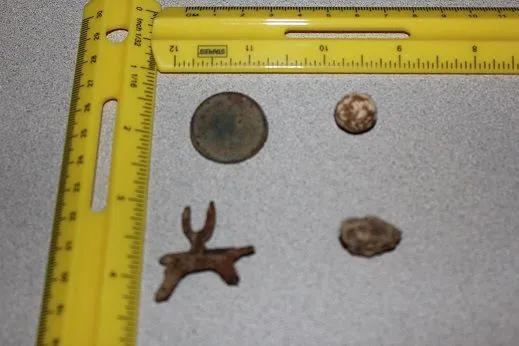 Cool old shoe buckle piece and musket ball.