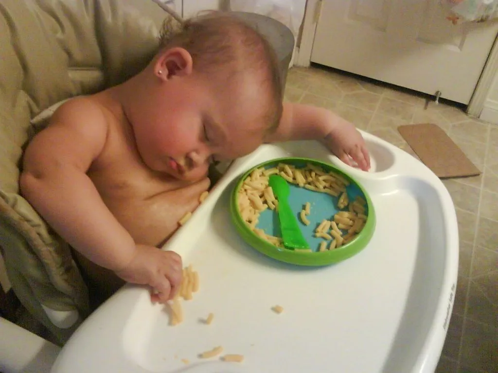 Crashed - crashed in her dinner