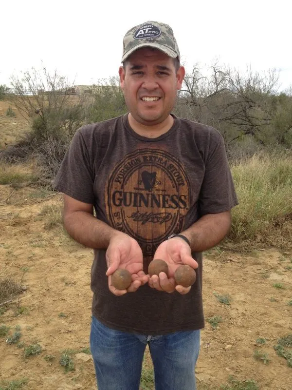 February 3, 2013 Cannon balls that I found buried in the ground.