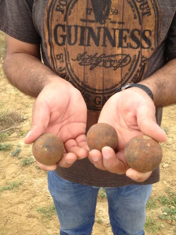 February 3, 2013 Cannon balls that I found buried in the ground.