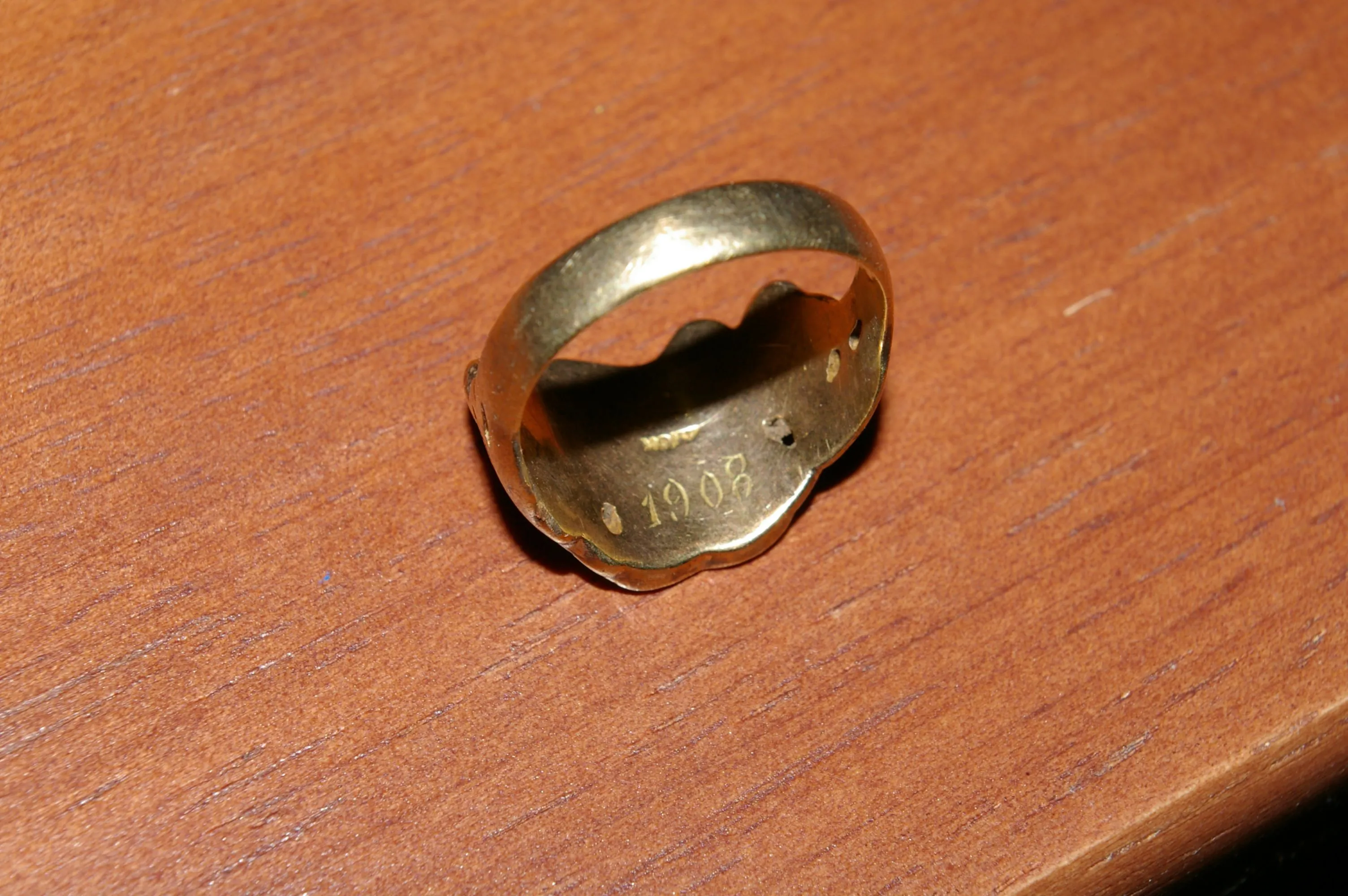 First Gold Ring 3-20-2010 ~ 1908 inscribed
