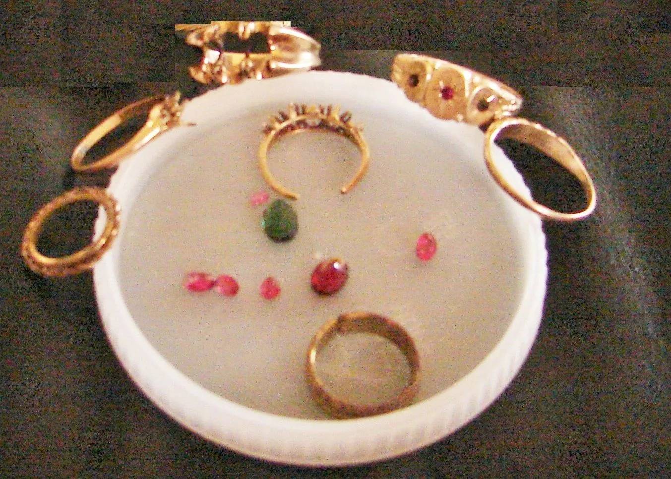 First ring find   in one baggie!
Two Solid gold, rest plated