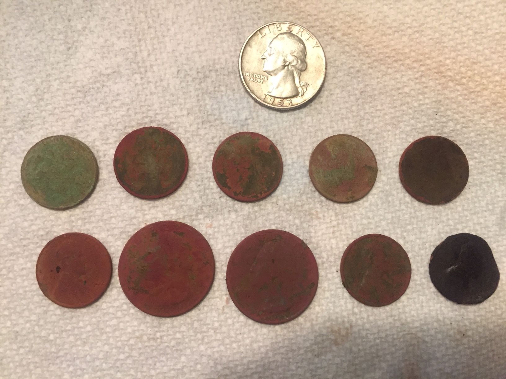 First silver quarter! 5 wheats, 3 lincolns, and 2 clad quarters.