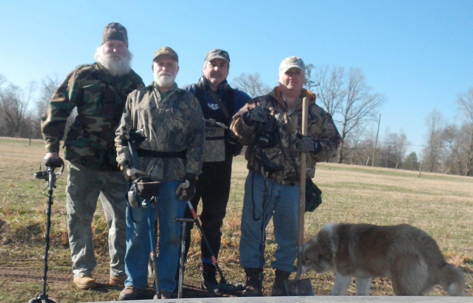 GROUP OF GUYS I HUNTED WITH AT 2015 VA. RELIC HUNT- RICK - RALPH - MYSELF AND PAUL -(KEITH HAD TO GO HOME EARLY-MISSING FROM PIC)  GREAT GROUP OF GUYS