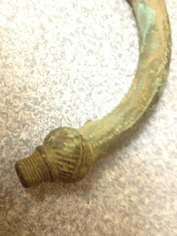 Handle of very nice water dipper? Copper, brass? Cherokee Co.