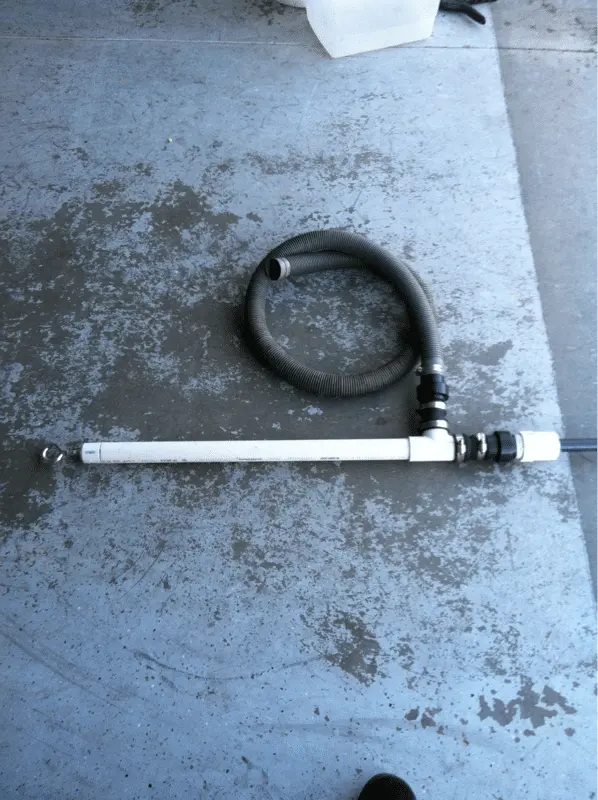 Homemade hand dredge. Set up to pump into buckets, sluice, or small high banker