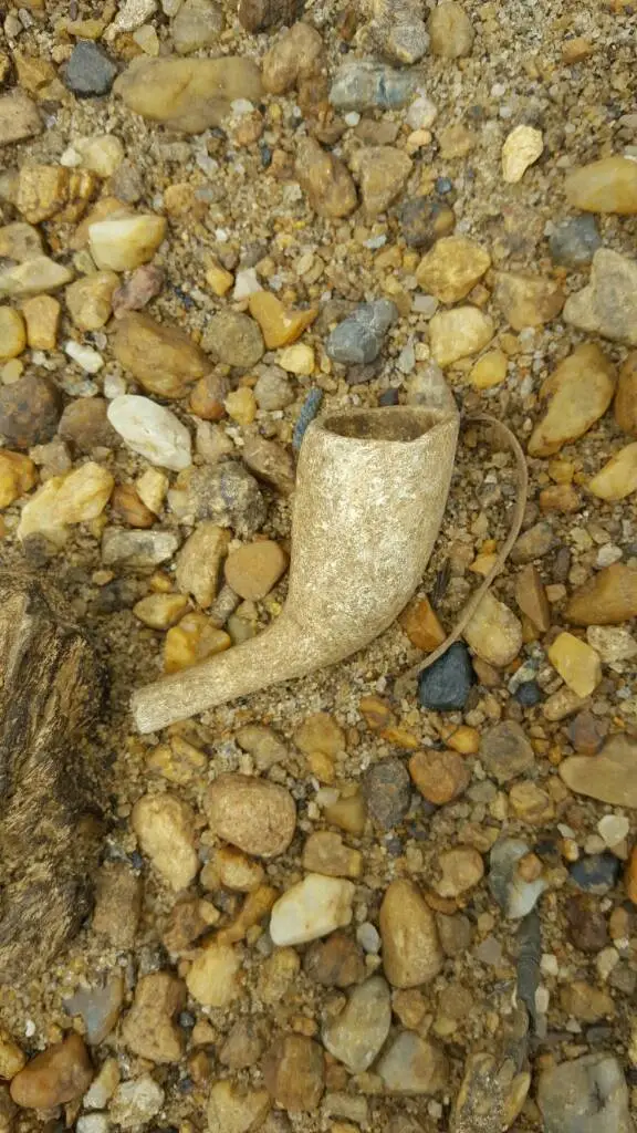 I found this intact kaolin pipe bowl washed up on a sandbar of a local river.  Mid-1700s.