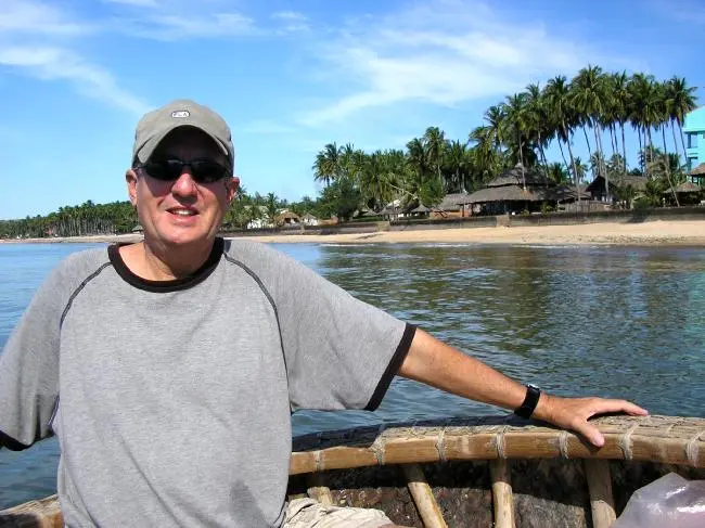 in a basket boat.  Mui Ne Beach.