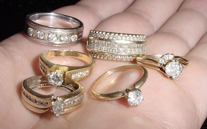 JUST SOME OF THE DIAMOND RINGS FOUND FROM HUNTS IN FLA. WATERS FROM SHORT TRIPS OVER THE YEARS