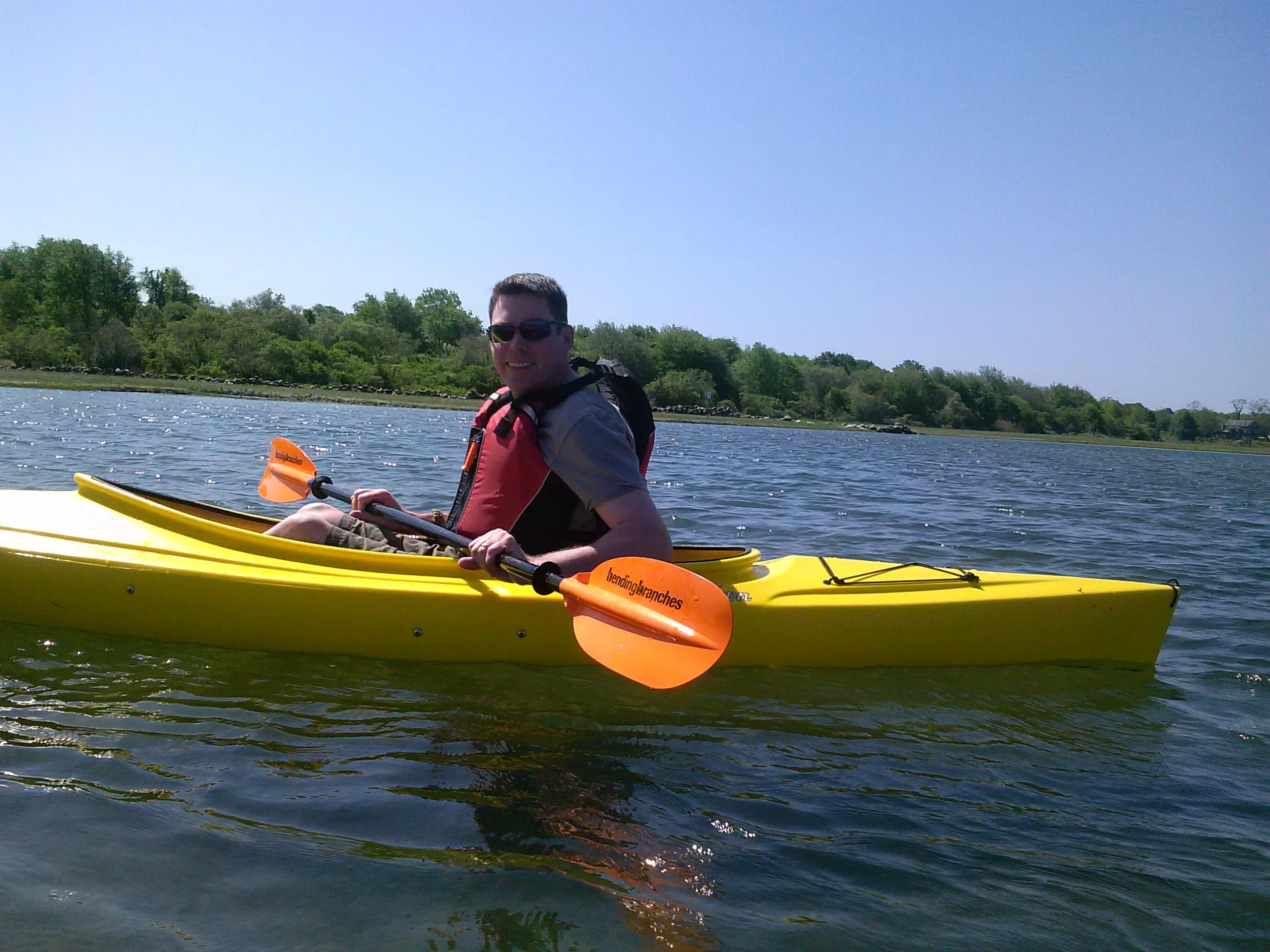 Kayaking the ocean in Rhode Island.