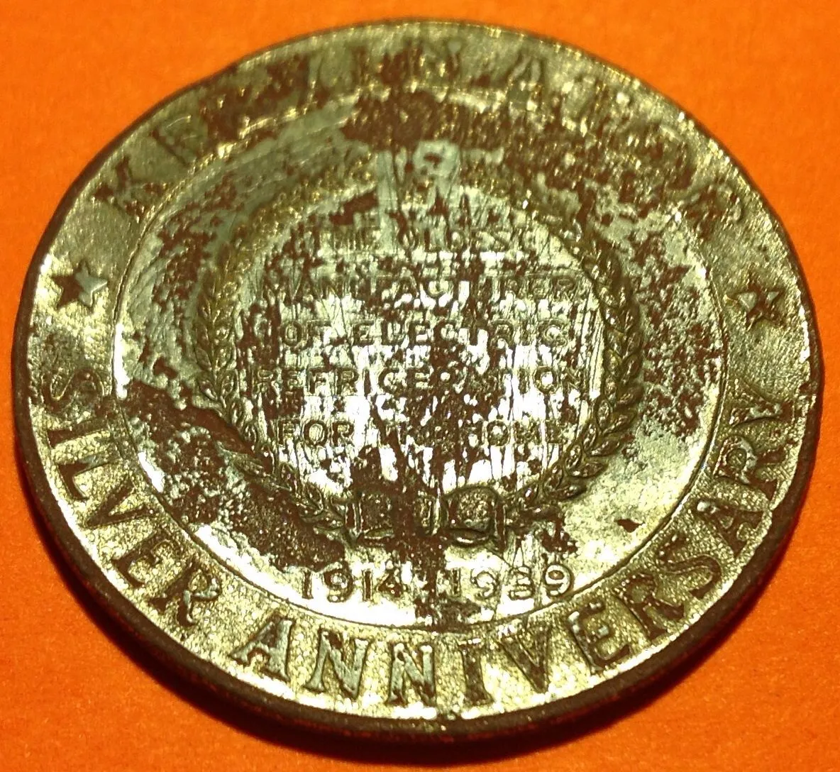 Kelvinator Silver Anniversary Token, 1914-1939
Found 11/30/13
Columbus, Ms