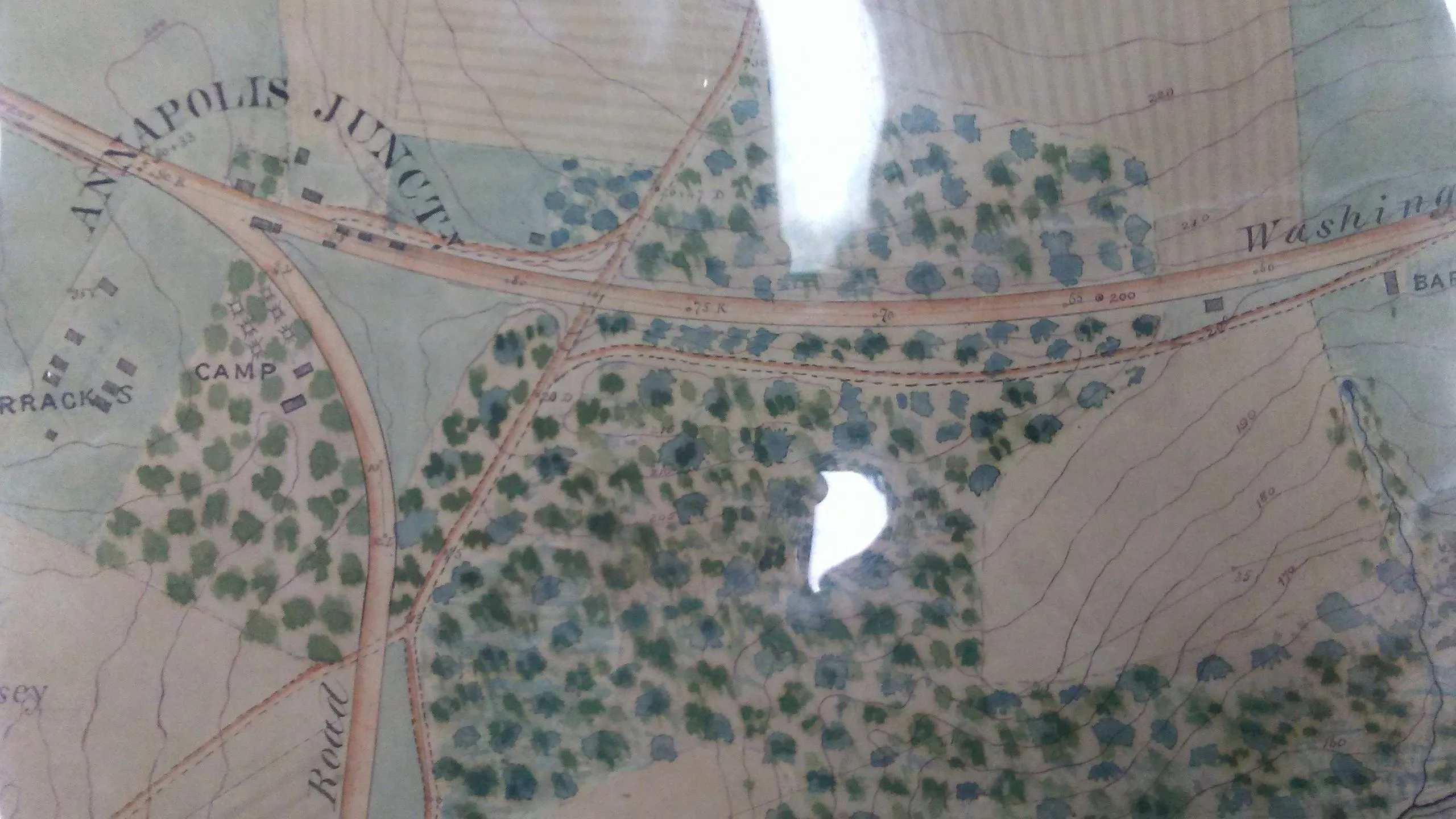 map found at nat.archives,college pk.,md..union camp before hosp.complex was constructed(barracks area).is now  industrial/office buildings.
