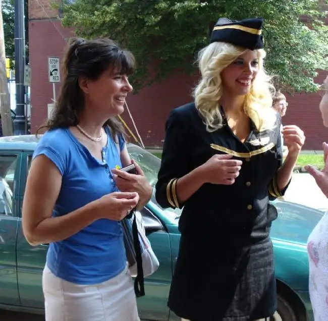 Me and Anna - She was in a play, Flight of the Lawnchair Man.  This was her costume.