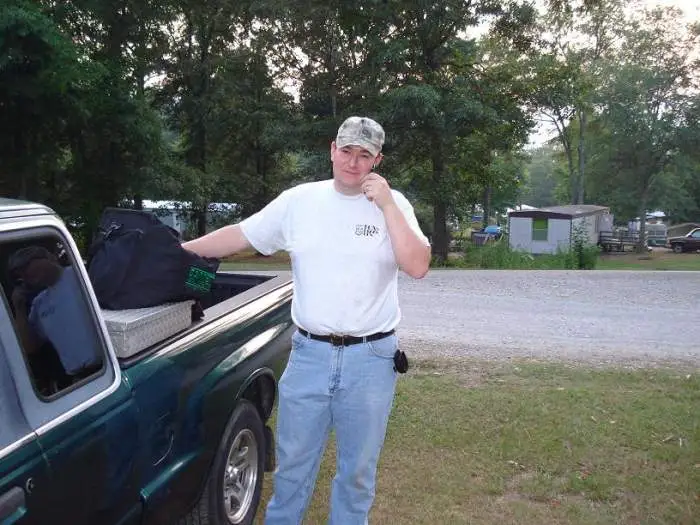 Me - Me in James in Alabama's yard getting ready to go detectin.