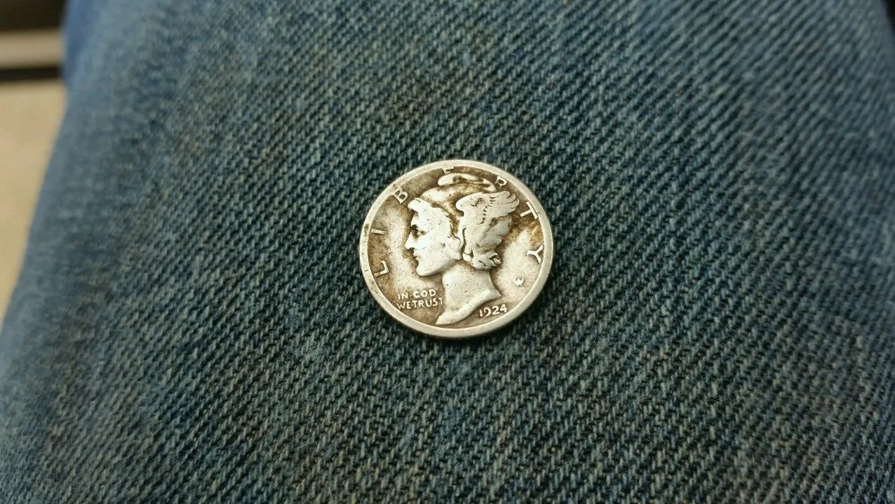 Mercury Dime I found along a sidewalk strip.