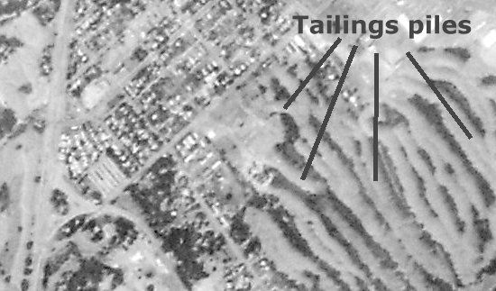 More tailings (map) - Old map of Folsom showing tailing piles