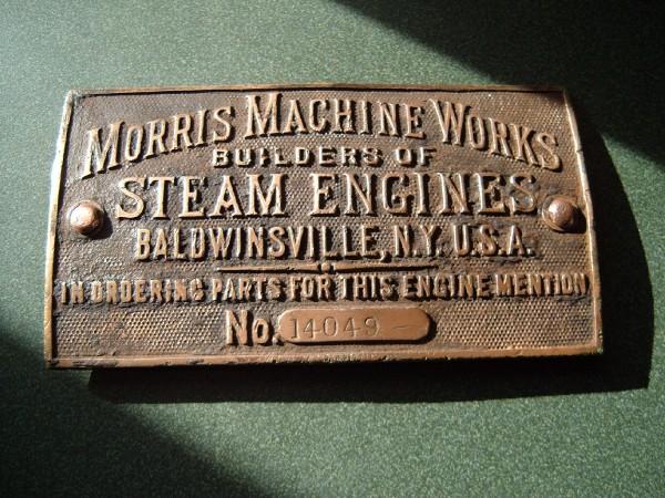 Morris Machine Works brass plate - Found this brass plate in the woods where a saw mill used to be behind my house.
