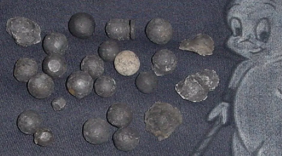 MUSKETBALLS & A CW WILLIAMS CLEANER BULLET (MIDDLE TOP)