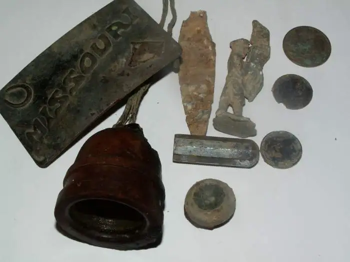 My First Buckle - Missouri Belt Buckle, Lead Soldier and early 1900's Valve Cap