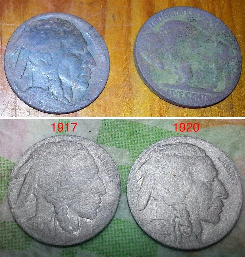 My first Buffalo Nickels.  Found in the same spot with a wheatie.