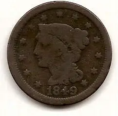 My First Old Coin - It is a large cent (LC) from 1849. It was found at Karhohl PArk in Beavercreek Ohio.  It was found within a foot a huge old farm i