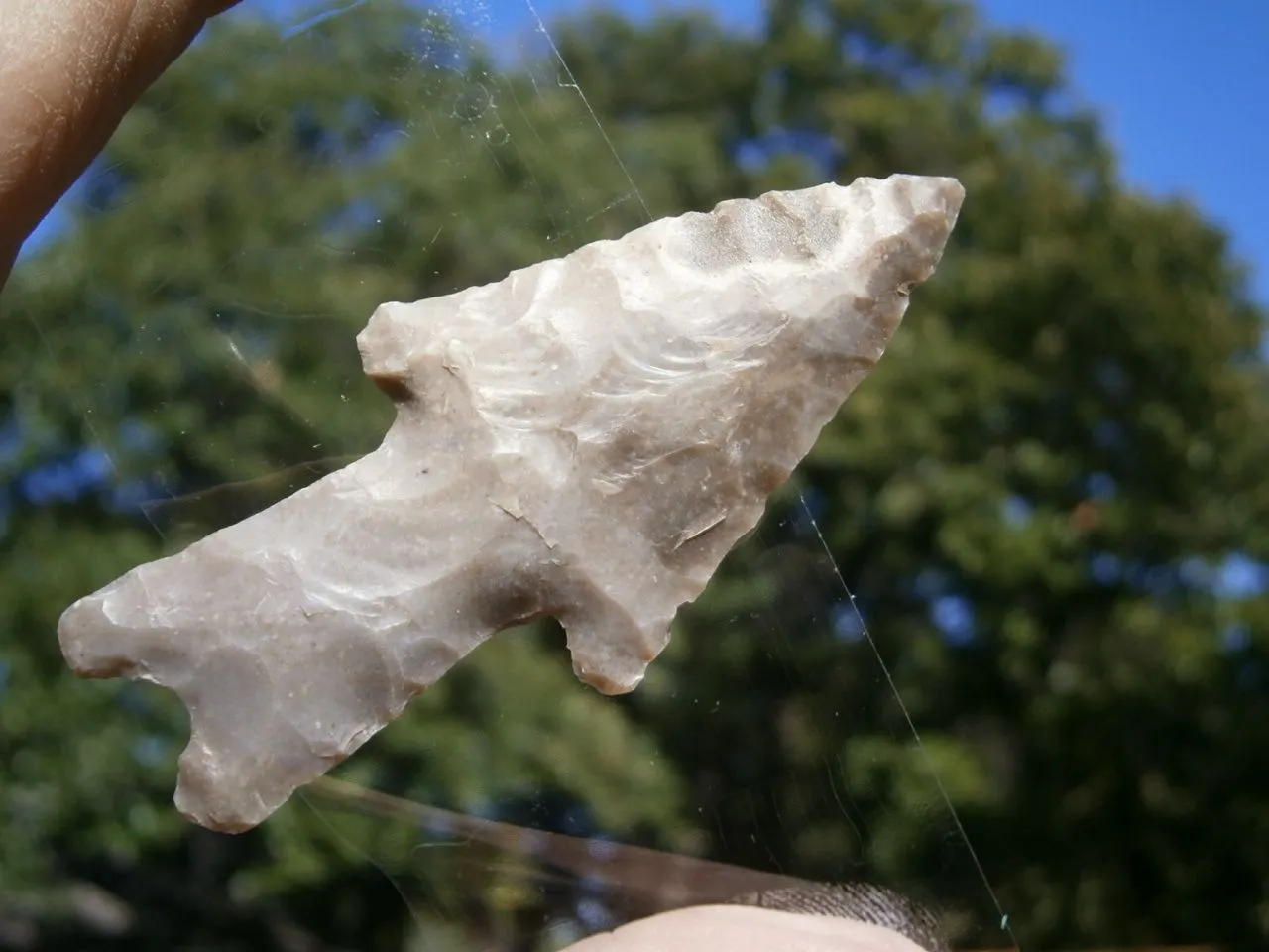 my knapped Texas chert bifurcated stem base atlatl dart point