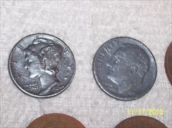 My two Mercury Dimes front pics