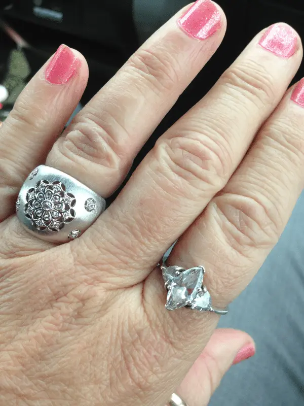 One on right. Had to give to my mom...she birthed me! That makes two she's sweet talked me out of. The other was a massive 14kt gold band found at Lak