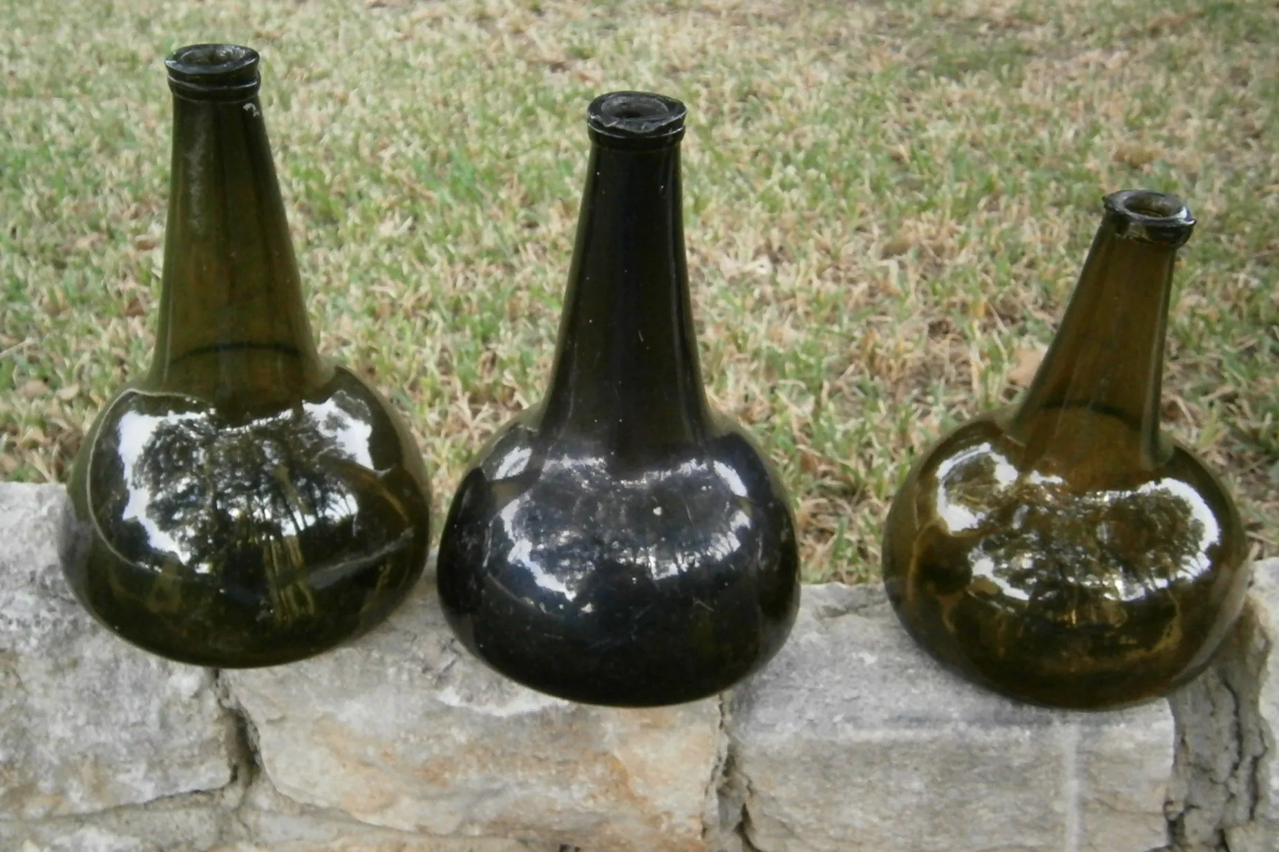 Onion bottles Dutch black glass