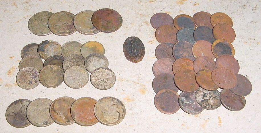 OTHER COINS FROM BOTH HUNTS - MOST OF THE PENNIES ARE WHEATS